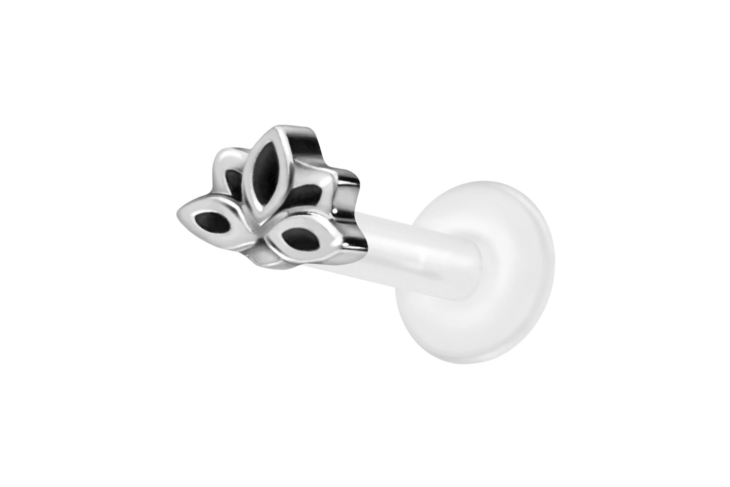 PTFE Labret Piercing mit Innengewinde + Titan-Aufsatz LOTUSBLÜTE